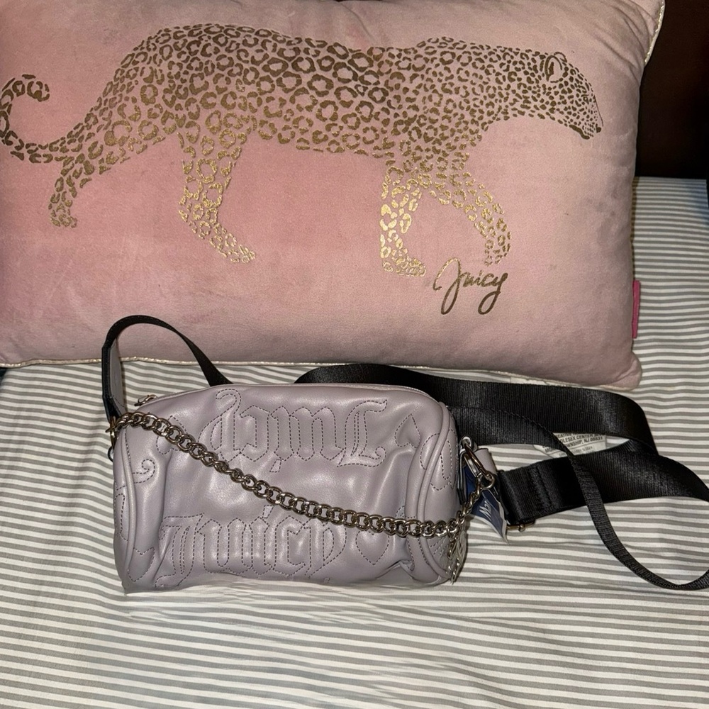 Juicy Couture Gray and Black Crossbody Bag with Textured Finish